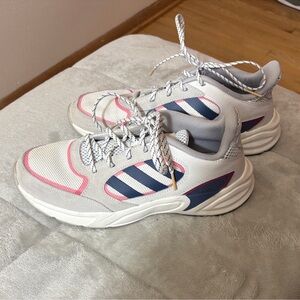 adidas Women's White Sneakers with Pink and Navy Accents
